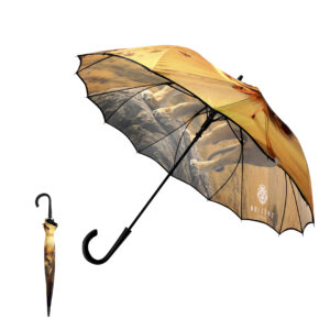 Ref. 40312 Paraguas 1 Panel Todo Color. 23", 102 cm diámetro. Polyester 260T RPET, Automático, Antiviento, Varillas Fibra, Eje Metal.