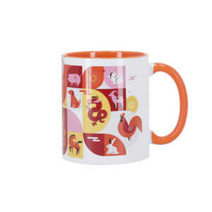 Ref. 40348 Taza Cerámica 350 ml. Exterior Blanco. Interior y asa color